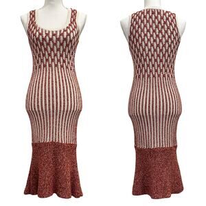 Derek Lam Orange Cream‎ Boho Chic Crochet Sleeveless Mermaid Sweater Dress Small